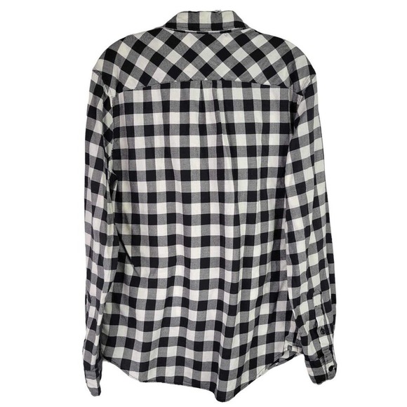 American Eagle AE Plaid Flannel Shirt Long Sleeve Button Up Black LS Soft - Picture 3 of 12